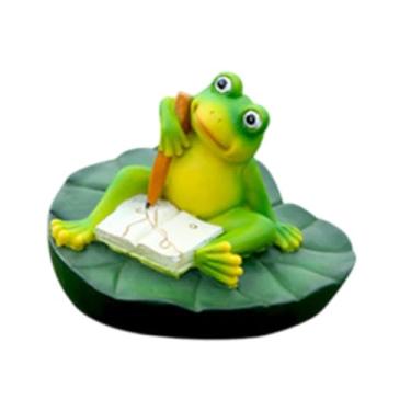 Imagem de WeiLaiKeQi Pond Water Flutuating Frog Figure Pond Decor Collection, criativo Ornamento de resina de estátua de animais para pátio Aquário Jardim
