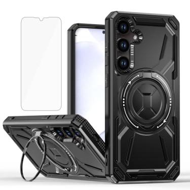 Imagem de Capa para celular compatível com Samsung Galaxy S24 Plus/S25 Plus S24+ S25+ 5G e protetor de tela suporte de anel de metal com suporte para S24Plus 24S + S 24 24+ S25Plus 25S 25+ capa para mulheres e