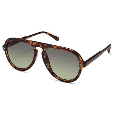 Imagem de SOJOS Óculos de sol aviador retrô feminino masculino vintage armação de plástico lentes de sol para mujer SJ2255, Tartaruga, Medium
