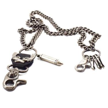 Imagem de Corrente carteira longa motociclista punk chaveiro hip hop caveira calça corrente corrente de cintura pesada adequada para homens Jean Belt Loop, long, Titânio, não