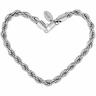 Imagem de LIFETIME JEWELRY Pulseiras de corrente de corda de 6 mm para homens e mulheres banhadas a ouro real 24k, 7 inches, Metal, Sem pedras preciosas