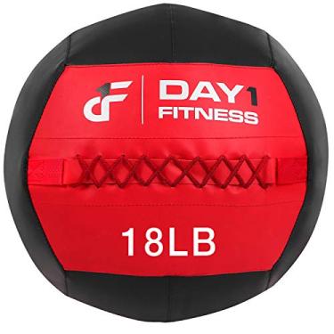Imagem de Bola para medicamentos de parede macia Day 1 Fitness 8 kg vermelha/preta – para exercícios, reabilitação, força principal, grande bolas duráveis para TRX, exercícios no chão, alongamento