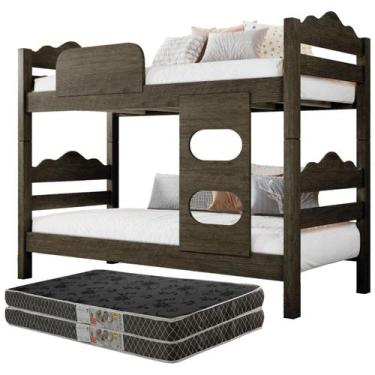 Imagem de Beliche Reforçada 100% MDF Vira Duas Camas Com Colchão - TopDeal E-com