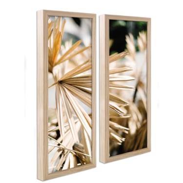 Imagem de Kit 2 Quadros Decorativos Folhagem Moderno Conjunto Minimalista Sala Cozinha Lavabo com Moldura 62cm (Estampa 05)