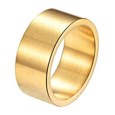 Imagem de INRENG Anel masculino de aço inoxidável 19 mm/10 mm de largura com acabamento fosco e faixa grande e descolada, prateado, dourado, preto