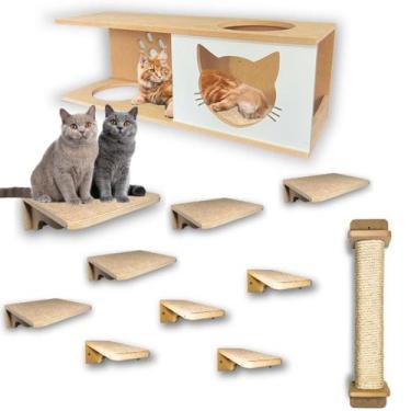 Imagem de Playground Gatos 11pçs Com Arranhador 80cm Montado Premium - BT WOOD, 