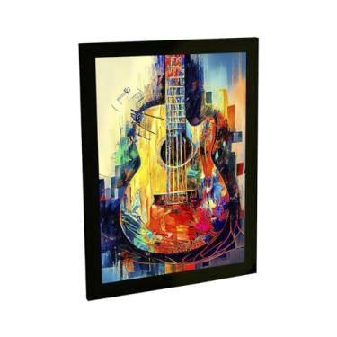 Imagem de Quadro Decorativo Violão Ilustração Colorida Musica Rock Decoração Poster Quarto Sala