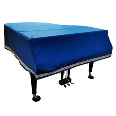 Imagem de 5JJJLOOOPP Capa de piano de cauda à prova de poeira, capa decorativa para piano de tamanho completo, capa protetora decorativa triângulo acabamento acetinado suave (B, 160 cm + capa dupla) (B 200,7 cm