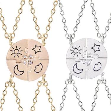 Imagem de Colar Melhores Amigas 4 Elementos Best Friends 4 Pçs Sol Lua - Things 