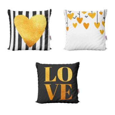 Imagem de Almofadas Decorativas Preto E Dourado Love Para Sofá 40X40 - Novadecor