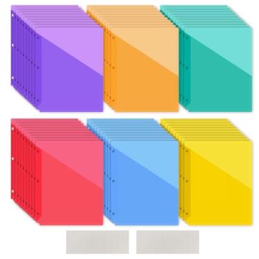 Imagem de Pacote com 60 bolsos para fichário, 3 furos, pastas transparentes para documentos, 29 x 23 cm, organizador de fichário com bolsos, jaqueta de arquivo, divisória de plástico para documentos para