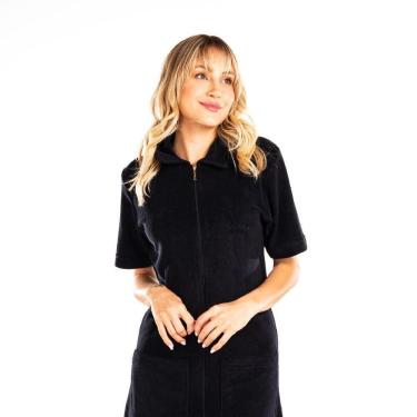 Imagem de Roupão Em Atoalhado Vairelli Super Confortável Brigite Cor Brigite Preto Tamanho M