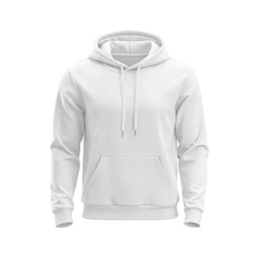 Imagem de Moletom Liso Blusa De Frio Flanelado Canguru - VITOR MELO , Branco, gg