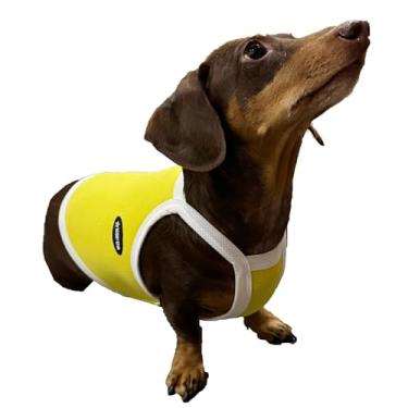 Imagem de D Doggy Star Dachshund Roupa refrescante elástica crop top camisola para cães (P, camisola amarela)