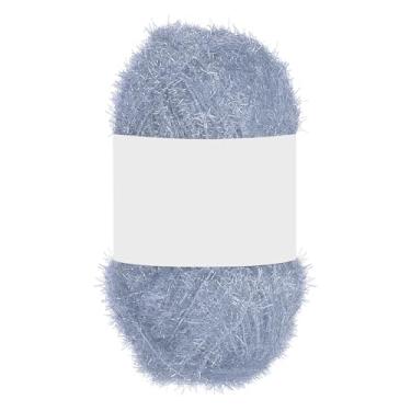 Imagem de PATIKIL 1 novelo de 100 metros, fio de poliéster brilhante Scrubbie vermelho coração de vidro para panos de prato crochê, tricô, cobertor, suéter, cachecol, chapéu, cinza claro