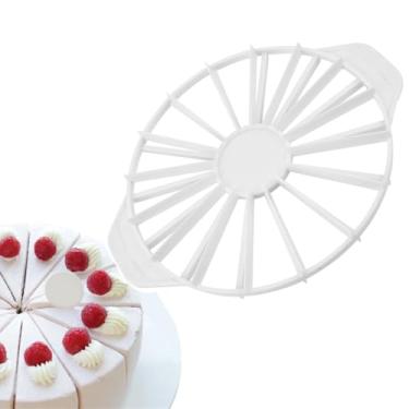 Imagem de NatureMan Marcador redondo para fatias de bolo e fatiador de torta, divisor de bolo, cortador de cheesecake, 14 ou 16 fatias, marcador de porção de bolo de dupla face, funciona para bolos de 25 cm de