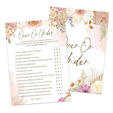 Imagem de Conjunto de jogo de chá de panela Boho - Mais ou menos temático boêmio chá de casamento jogos cartões - pacote com 30 decorações de festa de noivado boho - outono grama pampa ideias e atividades festa