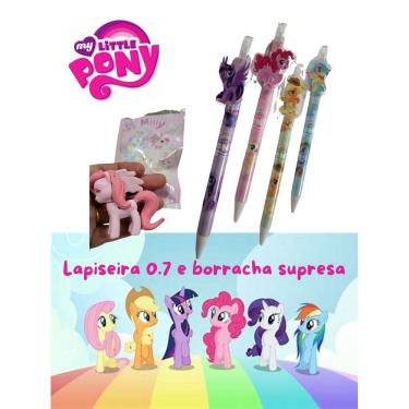 Imagem de Kit Lapiseira My Little Poney 0.7 e borracha grande surpresa material escolar papelaria volta as aulas kawai unicornio