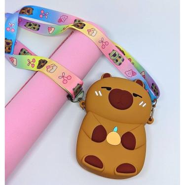 Imagem de Bolsa Infantil silicone Bolsinha Capivara ziper Desenho animado alça transversal ajustável porta moedas Lançamento 2025