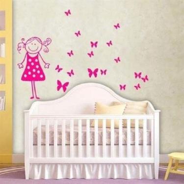 Imagem de Adesivo De Parede Quarto De Menina Bonequinha Borboletas