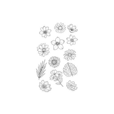 Imagem de Tatuagens temporárias, folhas e flores, tatuagens de flores, resistentes à água, duram de 1 a 2 semanas, resiliência, aparência de tatuagem real,18 x 11 cm