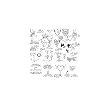 Imagem de Tatuagem temporária, Love Pigeon C le House, tatuagens de coração, resiliência, aparência de tatuagem real, dura de 1 a 2 semanas, resistente à água,18 x 11 cm