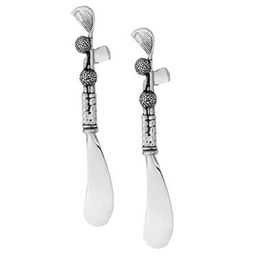 Imagem de UP Conjunto de espalhadores de queijo para taco de golfe, espalhadores de manteiga de liga de zinco com alças decorativas para queijo, creme e molhos, prata, 14 cm, conjunto com 2