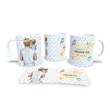 Imagem de Caneca branca dia dos pais com filhos, papai, super herói (11919)