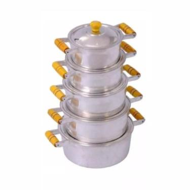 Imagem de Jogo de Panelas Alumínio Puro Fundido Batido Grosso 5 Peças - Puxador 