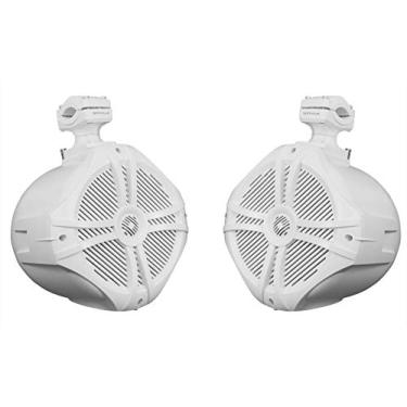 Imagem de Rockville RWB90W Par de alto-falantes marinhos de torre de wakeboard de 20,3 cm, 600 W, pico/200 RMS, rotação de 360 graus, à prova d'água, som de alta fidelidade, ferragens de aço inoxidável, para