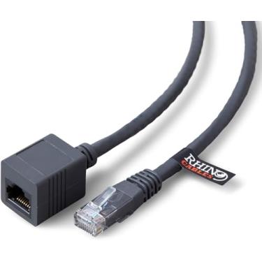 Imagem de Rhinocables Cat 6 RJ45 Extensão Ethernet Cabo Netwok Plug macho cinza para tomada fêmea, Cinza, 1ft 8inch