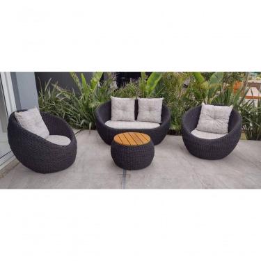 Imagem de Conjunto De Sofá Em Corda Náutica Bola 1 Sofá 2l + 2 Poltronas + Mesa Centro Fendi