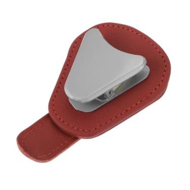 Imagem de INFINAUTO Clipe universal para óculos de sol para carro com clipe para óculos de sol em couro, vermelho metálico 9,8 x 2,3 cm/3,86" x 0,91" 1 peça