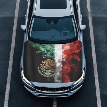 Imagem de Renewold Padrão de bandeira mexicana, protetor de capa de capô de carro, cobertor de envoltório de capô de veículo, acessórios externos automotivos femininos, masculinos, decoração automotiva para