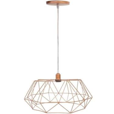 Imagem de Pendente Aramado Estádio Luminária Lustre Luxo Retrô Vintage Balcão Industrial (DOURADO (FIO CRISTAL))