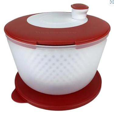Imagem de Centrífuga Plus, T U P P E R W A R E = Secador de Salada e Verduras, Branco e Vermelho