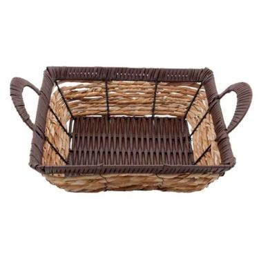 Imagem de Cesto Multiuso Porta Frutas Palha Fruteira Com Alça 32cm