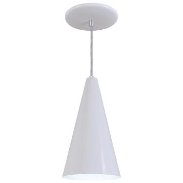 Imagem de Luminaria Teto Pendente Luxo Lustre Aluminio Cone Branco Branco