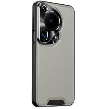 Imagem de LTLMYDAM Capa ultrafina para Huawei Pura 70 Ultra/70 Pro/70 Pro+/70, Capa de telefone leve de couro com textura de lichia estilo comercial masculina e feminina, cinza, 70 Pro+