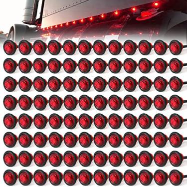 Imagem de MADCATZ (Pacote com 100) Luz de marcador de bala vermelha pequena liquidação redonda 3 LED indicador frontal lateral traseira para reboque de caminhão ATV SUV RV Tractor Camper Boat Caravana Universal à prova d'água 12 V CC