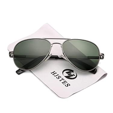 Imagem de Óculos de sol aviador polarizado infantil – Óculos de sol polarizados HOHENS para rosto pequeno, feminino, masculino, lentes de proteção UV400, 52 mm, B7 (metal/G15), MM