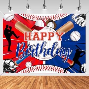 Imagem de Avezano Decorações de aniversário de beisebol, faixa de aniversário de beisebol, para meninos, adolescentes, esportes, Happy Bday Party Backdrop 2,1 x 1,5 m