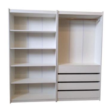 Imagem de Kit Prateleira + Cabideiro Com 4 Gavetas 100% Mdf Branco - Suprema Móv