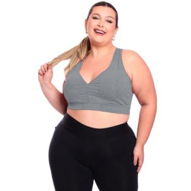 Imagem de Top Plus Size Fitness Feminino Sem Bojo Academia Decote - Brás e Cia, 