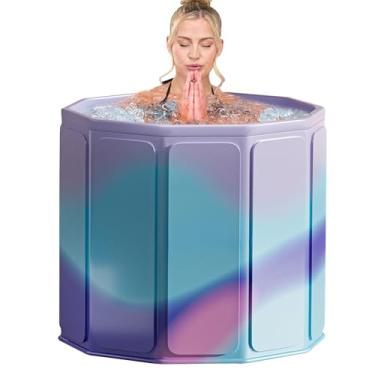 Imagem de YYW Banheira de gelo, banheira de mergulho a frio, quente, frio, 5 camadas, dobrável, configuração rápida, casa, academia, exterior, (Aurora violeta)