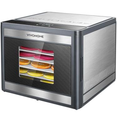 Imagem de VIVOHOME Desidratador De Alimentos, 6 Bandejas Para Carne Seca, Frutas, Carne, Secador Elétrico Aço Inoxidável Com Temporizador 48 Horas, Controle Temperatura Vegetais, Ervas, Cogumelos E Petiscos C