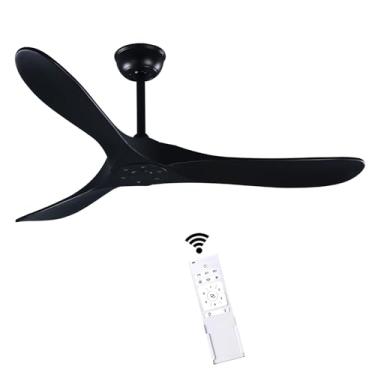 Imagem de Fanawi Ventilador De Teto 52" Com 3 Pás E Sem Luz, Estilo Rústico Fazenda, Madeira, Embutido, Controle Remoto Para Ambientes Internos/Externos - Operação Silenciosa Alta Qualidade, Preto