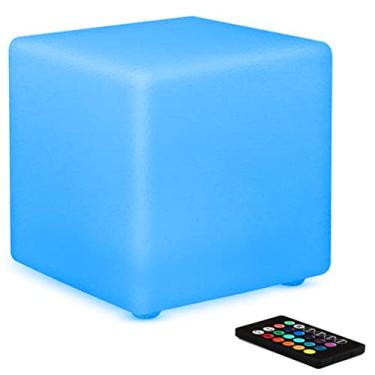 Imagem de BALMOST Luminária Noturna Em Cubo De Led 8 Polegadas, Sem Fio, Para Crianças, Recarregável, 16 Cores Rgb, Com Controle Remoto, Banco Infantil À Prova D'Água, Berçário, Pátio, Festa No Jardim