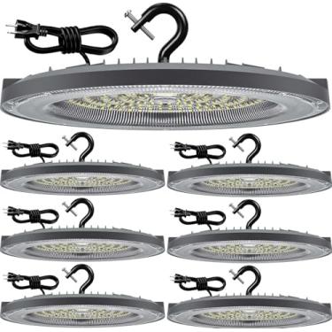Imagem de THELUX Pacote Com 6 Luzes Led Ufo High Bay De 200 W, Superbrilhantes, 28.000 Lm, 5.000 K, Compre Conosco, Cabo Gancho 1,5 M, Alternativa A 800 W Mh/Hps Para Oficina, Academia, Depósito, Salão Exposi