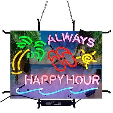 Imagem de Hvkeer Letreiros De Neon Para Cerveja, Bar, Quarto, Happy Hour, Palmeira, Vidro, Escritório, Pub, Café, Festa, Caverna, Arte, Luzes Parede, 24 X 20" (Placa Impressão Gráfica Alta Definição)